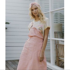 EUC Spell & the Gypsy Collective Pink Candy Denim Pinafore Dress